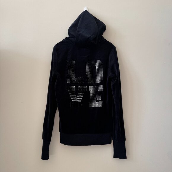 Jenni by Jennifer Moore Velour LOVE Zip-Up Hoodie Jacket (M) - Picture 4 of 5